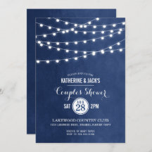 Navy Blue String Lights Parejas Invitación a la du