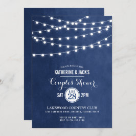 Navy Blue String Lights Parejas Invitación a la du