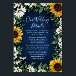 Navy Blue Sunflower Rústico Boda Insertar tarjetas<br><div class="desc">Las tarjetas Insert Boda Rústico de Girasol Azul de la Marina - presentan un fondo de madera de granero azul marino decorado con marquesinas acuáticas,  girasoles,  vegetación,  aliento de bebé y lirio del valle.</div>