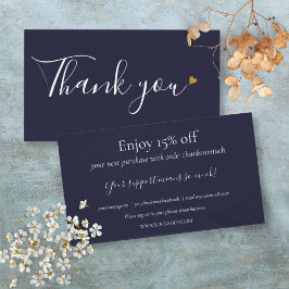 Navy Blue Thank You For Shopping Discount Card