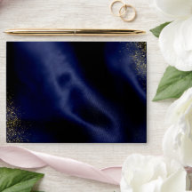 Navy Blue Velvet Gold Wedding Envelope