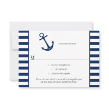 Navy Blue White Stripes Anchor Tema Náutico RSVP