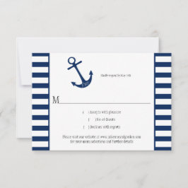 Navy Blue White Stripes Anchor Tema Náutico RSVP