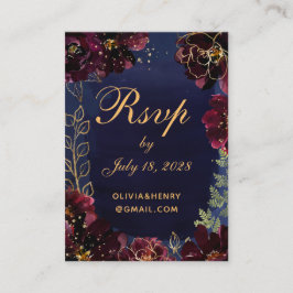 Navy Bordeaux Online RSVP con tarjeta de detalles