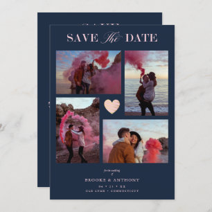 Navy Collage Wedding Pink Heart 4 Photos Covid19