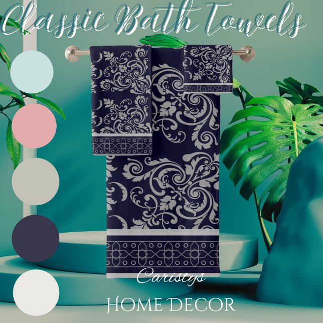 Navy con toalla gris floreciente (Subido por el creador)