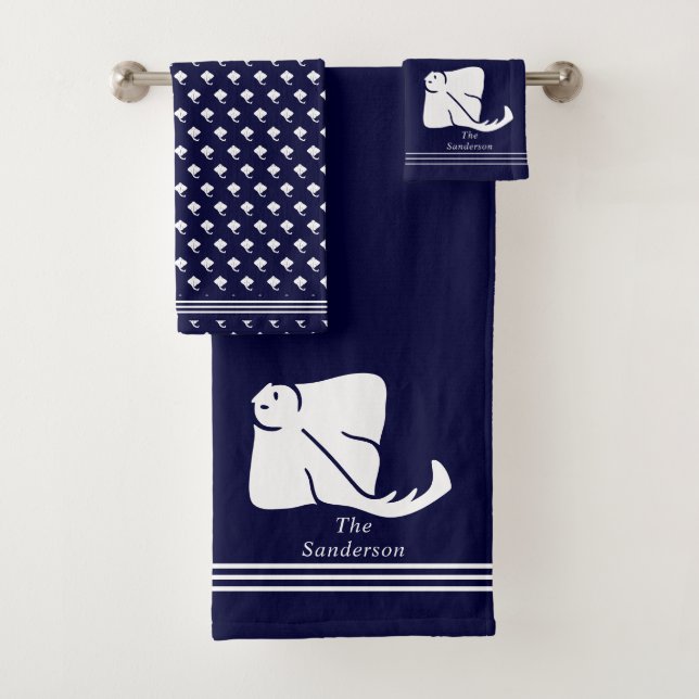 Navy Dark Blue Coastal Nautical Stingray Manta Ray (In situ)
