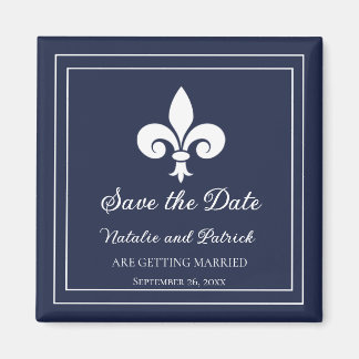Navy Fleur de Lis salva el imán de la fecha