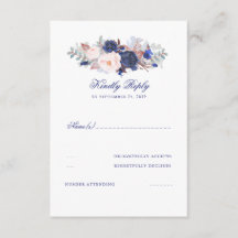 Navy Florals Wedding RSVP