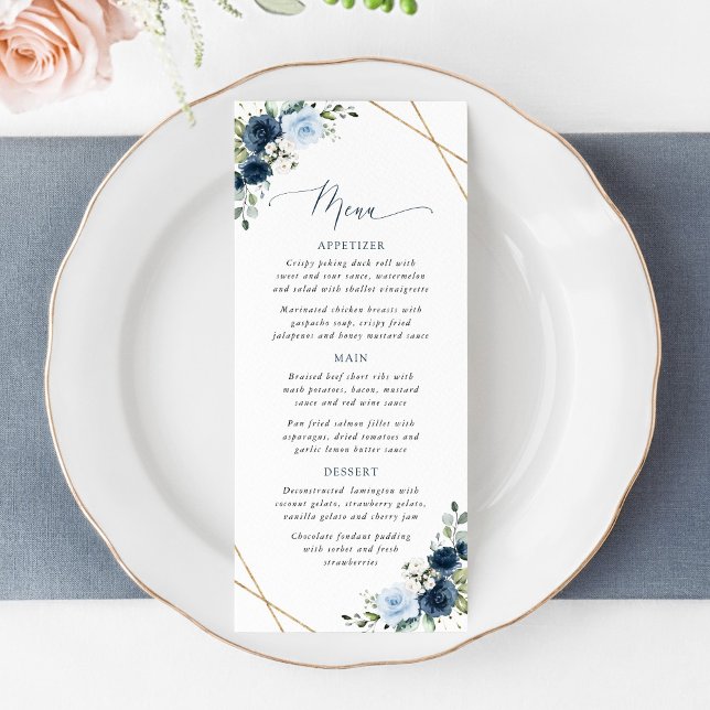 Navy Flowers, Blue Flowers, Bridal Shower Menu (Subido por el creador)