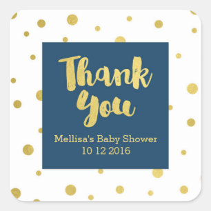 Navy Gold Baby Shower Gracias Por Favor Pegatina