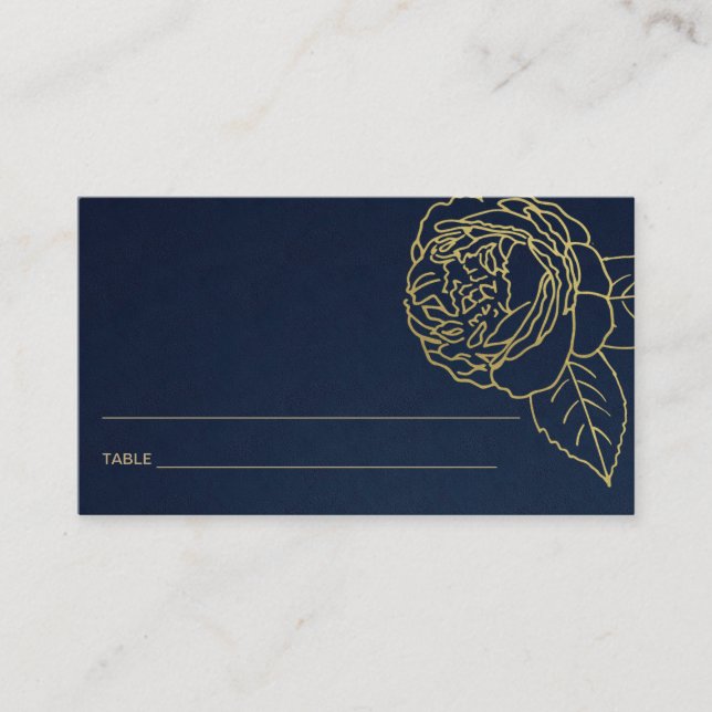 NAVY GOLD ROSA FLORAL BAT MITZVAH TARJETAS DE LUGA (Anverso)