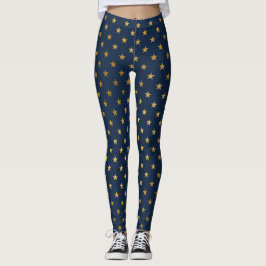 NAVY GOLD STAR ACTIVE LEGGINGS NEW