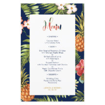 Navy & Gold | Tarjeta de menú de boda de verano tr