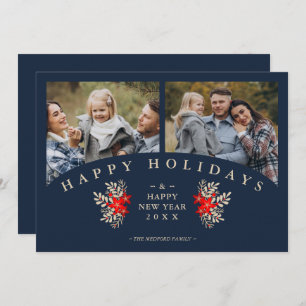 Navy Golden Effect Elegant 2 Photos Christmas