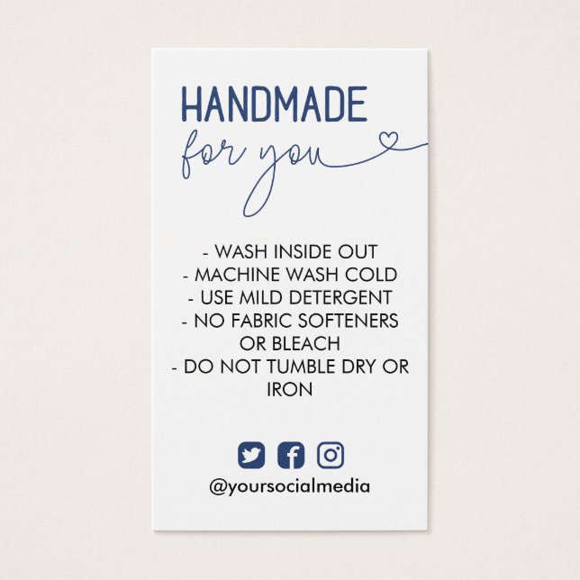 Navy Handmade For You Wash Instructions (Frente)