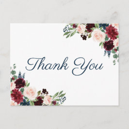 Navy Marsala Boda Floral Gracias Postales