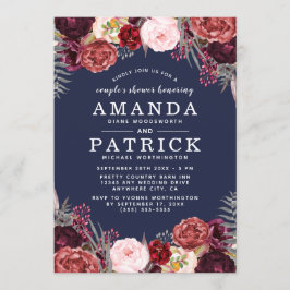 Navy Marsala Peony Parejas Duchas Invitaciones