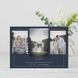 Navy Modern Gold 3 Photos Sophisticated Wedding