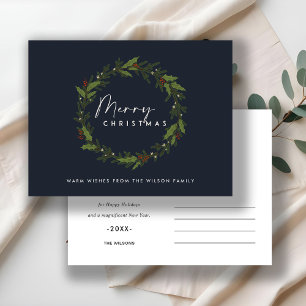 NAVY MODERN HOLLY BERRY WREATY MERRY NAVIDAD