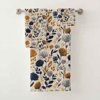 Navy & Ochre Botanical Towel