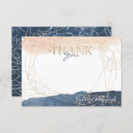 Navy Rubor Gold Tarjeta de nota de agradecimiento