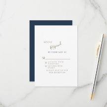 Navy Simple Boda Moderna RSVP