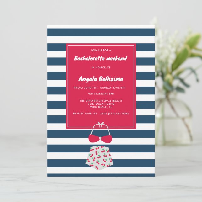 Navy Stripe Beach Bachelorette Weekend (Anverso de pie)