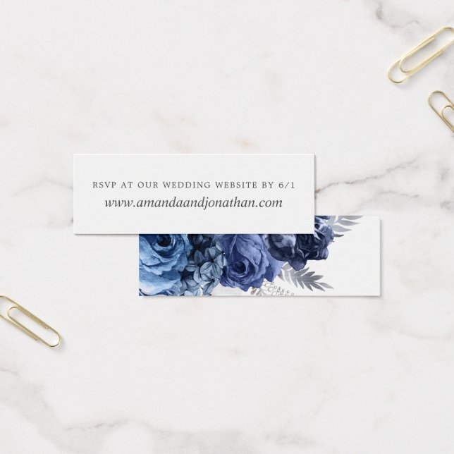 Navy y blanco con boda floral plateada RSVP (Oficina)