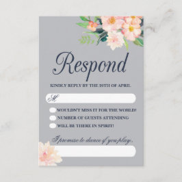 Navy y Rubor Floral Wedding RSVP