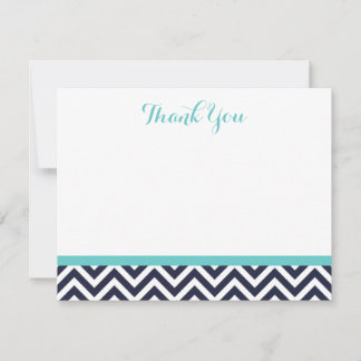 Navy y Turquoise Simple Chevron Gracias Notas