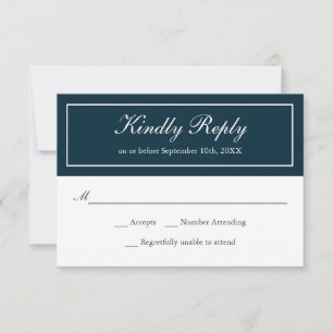 Navy y White Clásico Simple Elegante Boda RSVP