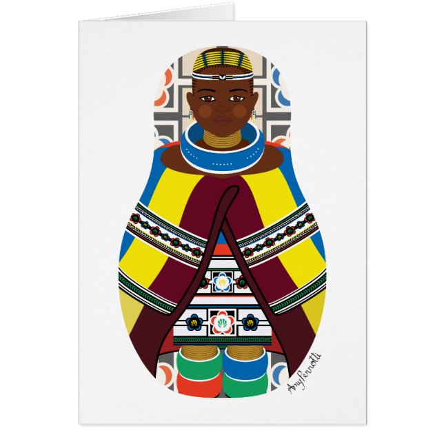 Ndebele, tarjeta Matryoshka sudafricana (Frente)