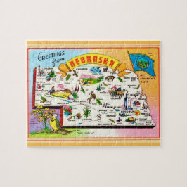 Nebraska Postcard Map Jigsaw Puzzle