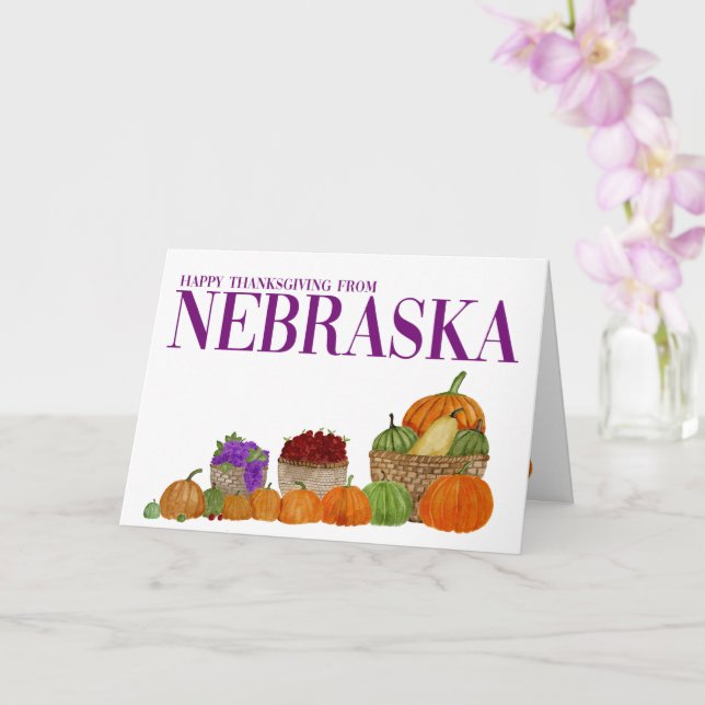 Nebraska Watercolor Pumpkins Tarjeta de Acción de  (Orquídea)