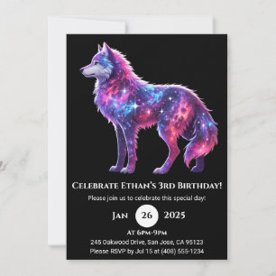 Nebula Wolf Standing Art Print Birthday Invitación