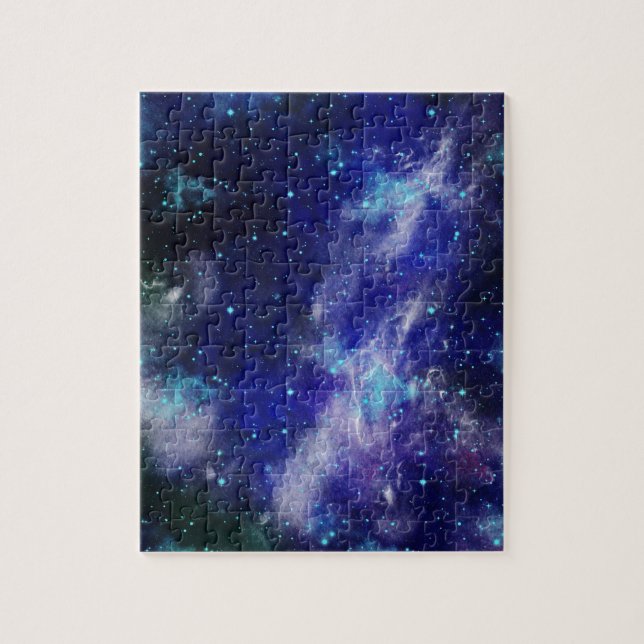 Nebulosa azul galaxia acuarela rompecabezas (Vertical)