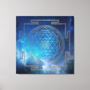 Nebulosa azul Sri Yantra - Lienzo envuelto