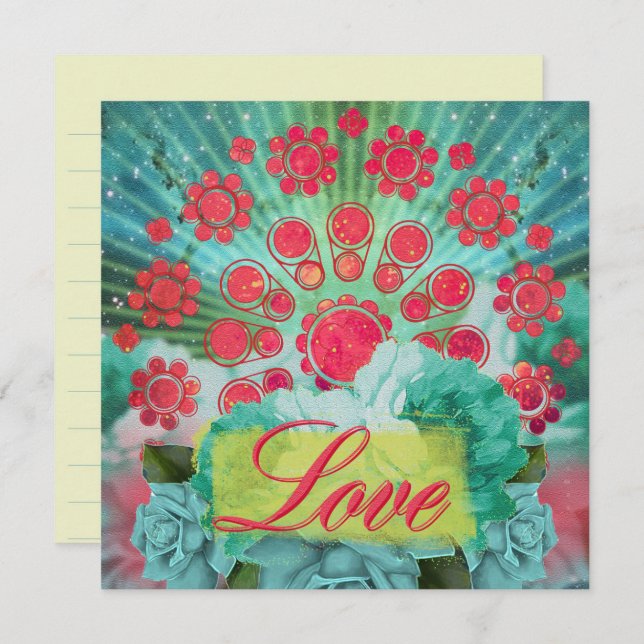 Nebulosa Verde Mandala - Tarjeta de saludo (Anverso / Reverso)