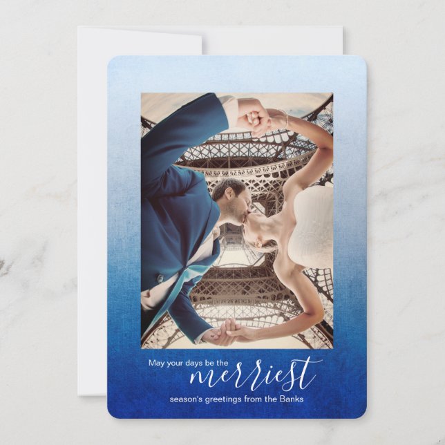 Nebulosas Ombre azul, tarjeta de Navidad (Anverso)