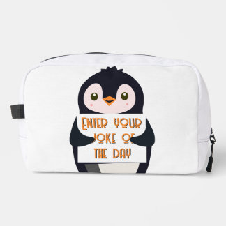 Neceser A penguin holding a sign with custom text