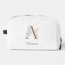A Woman – Elegant Floral Monogram Gold Makeup Pouc
