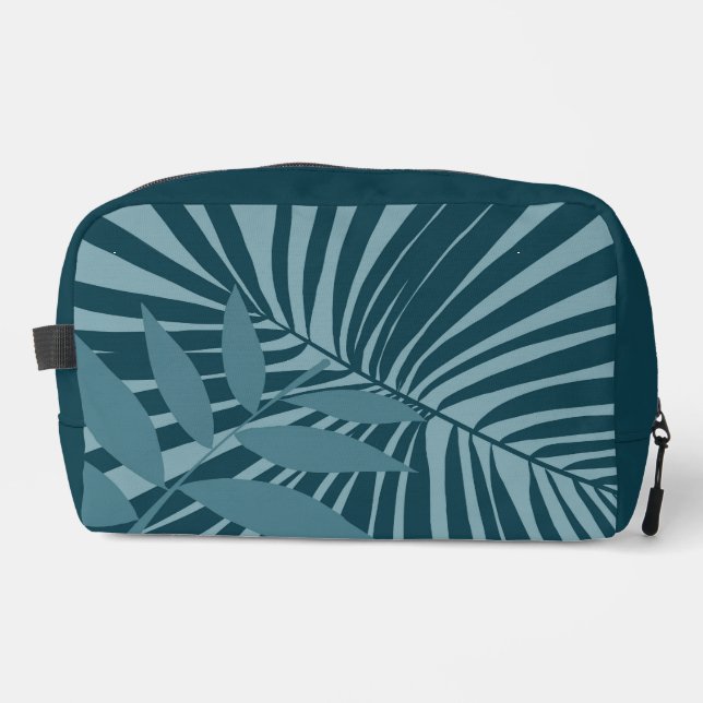 Neceser abstracto de hojas de palma y tropicales en gris a (Anverso)