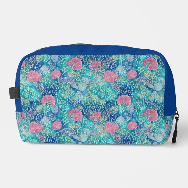Neceser Acuarela de coral tropical turquesa oceánico de mo (Anverso)