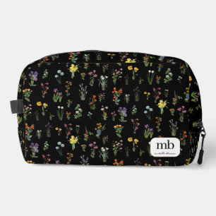 Neceser Acuarela de Flor silvestre Flora Botánica Negra