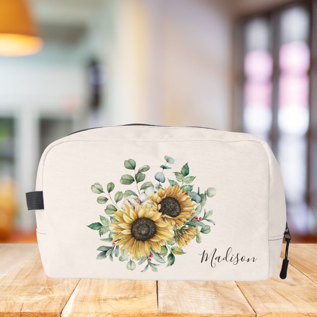 Neceser Acuarela Monogramada Vintage Rustic Sunflower (In situ, on table)