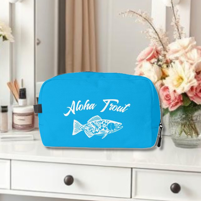 Neceser Aloha Trout-Blue Hawaiian (Aloha Trout Fisherman Trend Hawaiian Fish Beach Summer Toiletry Bag Light Blue)