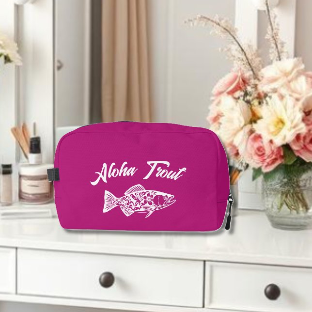 Neceser Aloha Trout-Hawaiano Rosa (Aloha Trout Fisherman Trend Hawaiian Fish Beach Summer Toiletry Bag dark pink)