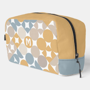 Neceser Amarillo Beige Marrón Gris Patrón de Círculos de M
