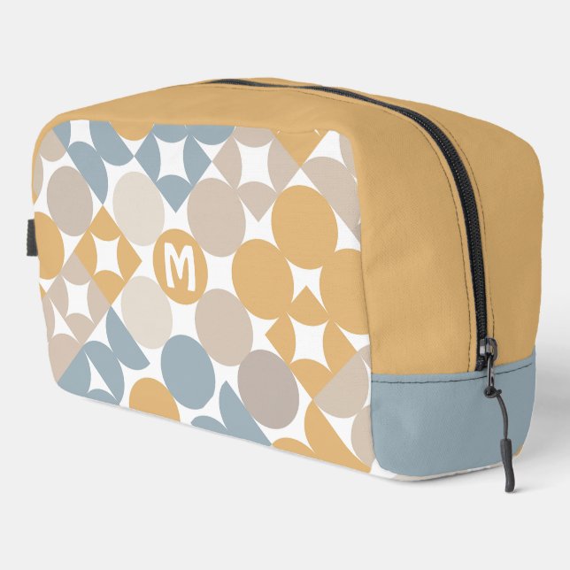 Neceser Amarillo Beige Marrón Gris Patrón de Círculos de M (Esquina derecha)